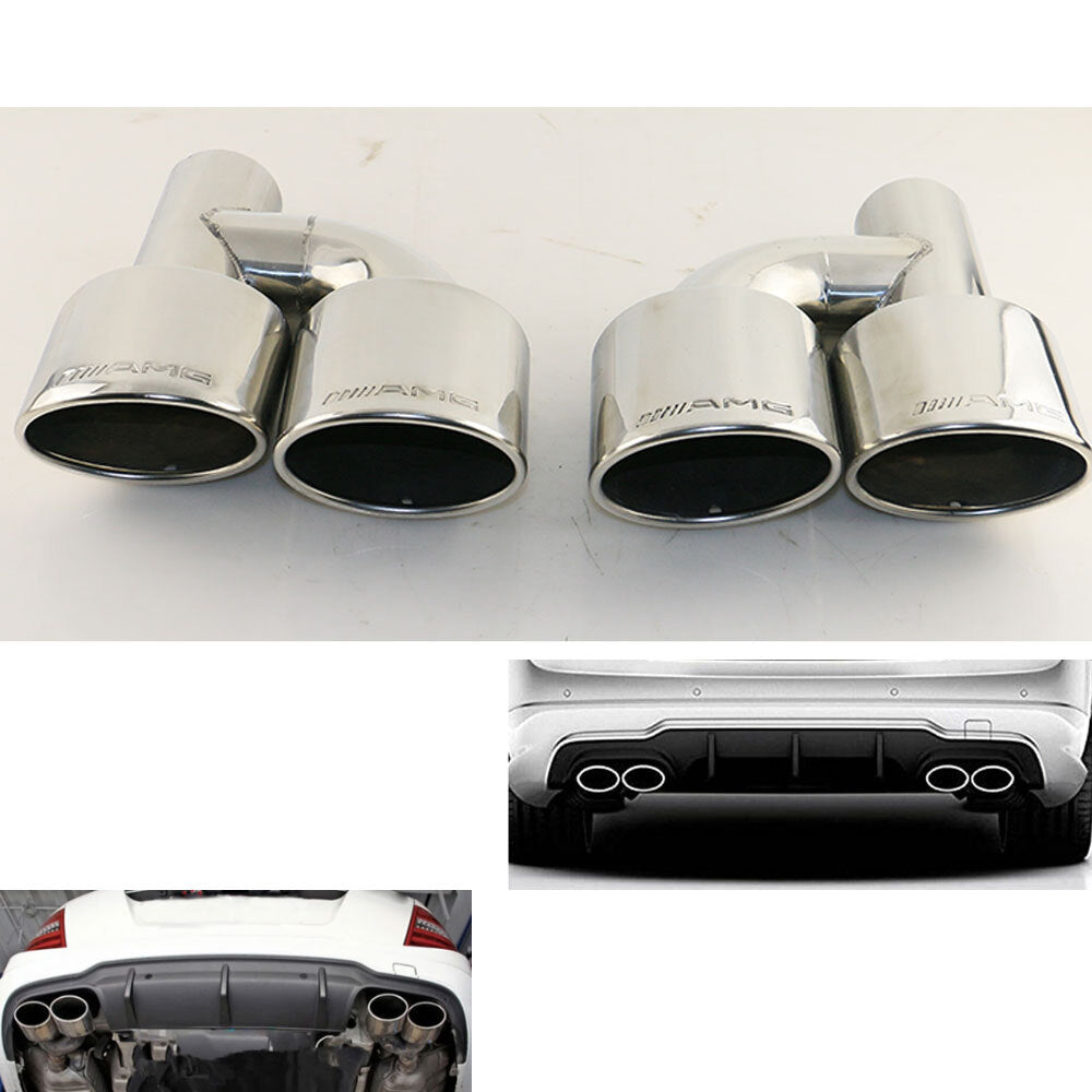 Engraved AMG Oval Dual Exhaust Tips for Mercedes-Benz Universal C-Class 2pcs