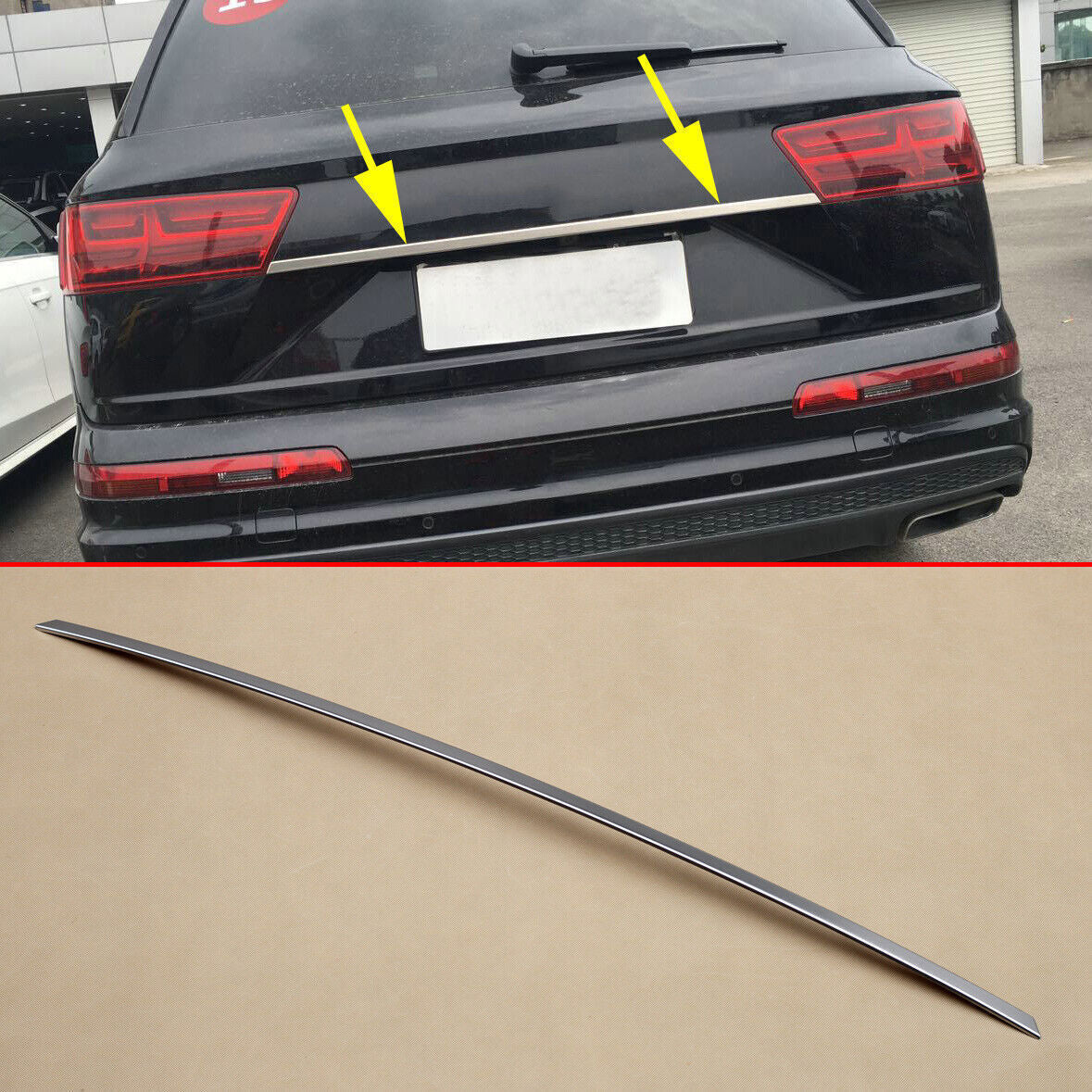 for Audi Q7 (4M) 2016-2019 Chrome Steel Trunk Strip Tailgate Molding Cover Trim
