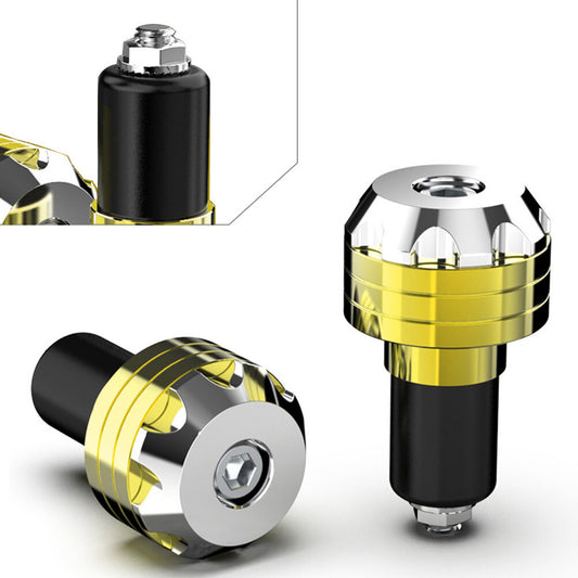Pair Scooter Aluminum Handle Handlebar Grips Bar End Cap Plugs Slider Yellow