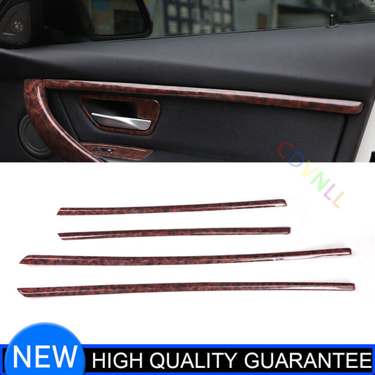 Fit for BMW 3 Series 2013-2019 Wood Grain Inner Door Strip Panel Cover Trim 4P