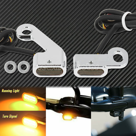 2X Chrome LED Turn Signal Indicator Light Fit For Touring 09-17 Softail 15-20