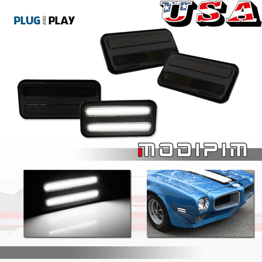 4-pack of smoked front and rear white LED side marker lights suitable for 70-81 for Pontiac Firebird