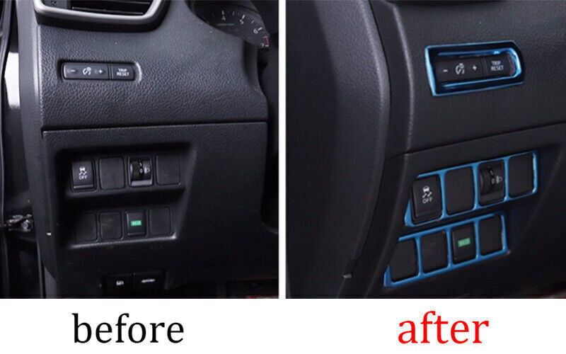 Headlight Button Frame Cover Trim Fit for Nissan Rogue Sport 17-21 Blue Titanium