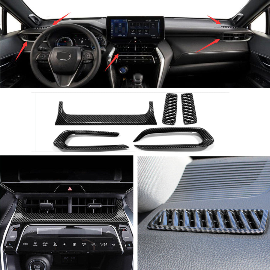 for Toyota Venza 2021-2023 inner Dashboard Air Vent Cover Trim Carbon fiber 5pc