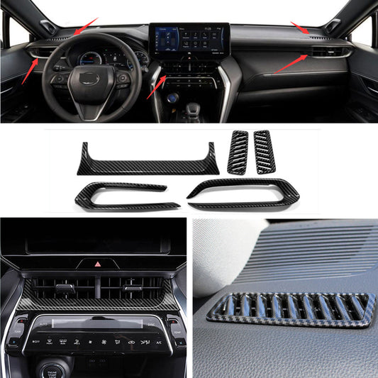 for Toyota Venza 2021-2023 inner Dashboard Air Vent Cover Trim Carbon fiber 5pc