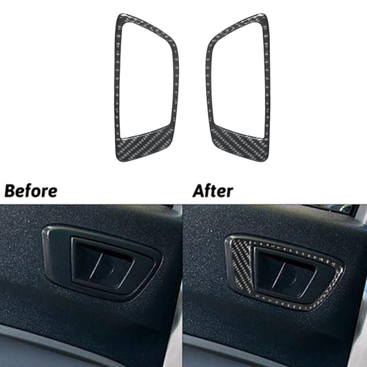 2Pcs Carbon Fiber Rear Door Handle Frame Cover Trim for Ford Fiesta 2011-2015