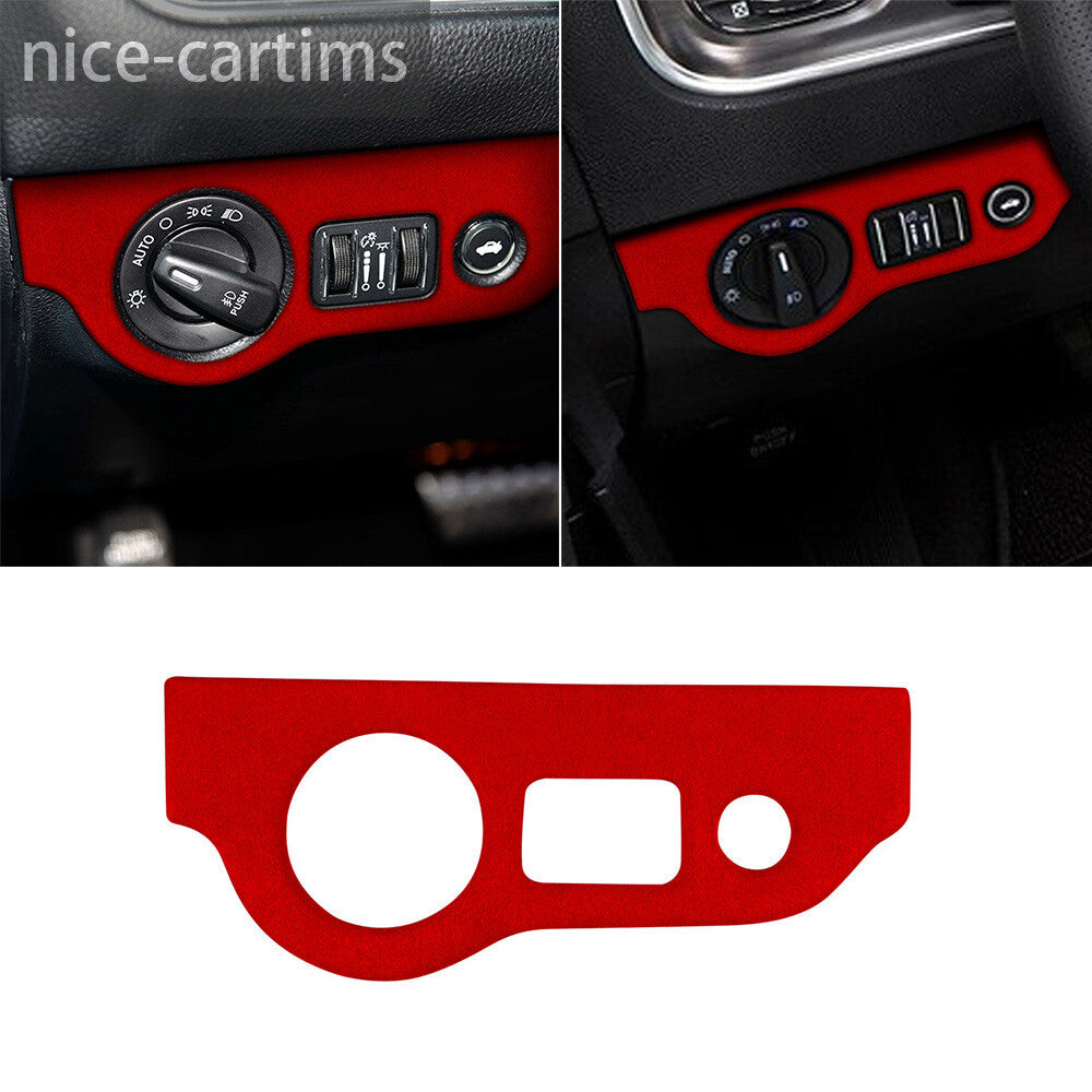 Suede Wine Red Headlight Switch Cover for Dodge for Challenger 2015-23 Charger 2010+
