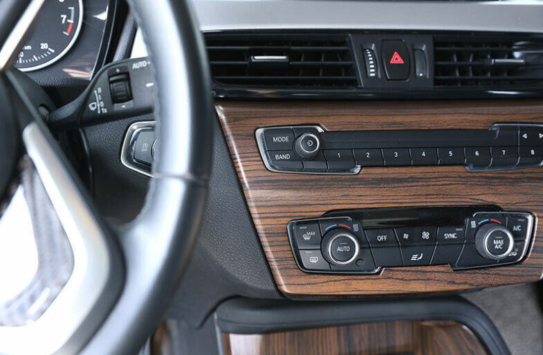 for BMW X1 F48 2016-2022 Pine Wood Grain Console CD Button Control Frame Trim 1P
