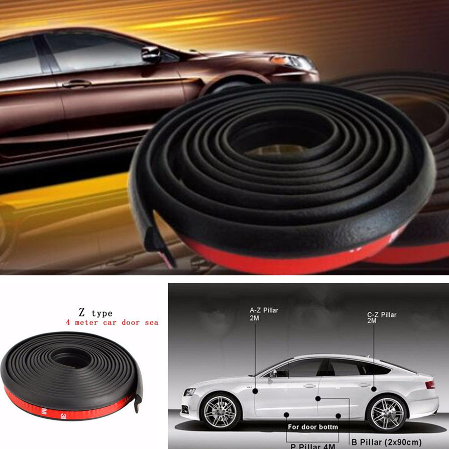 Car Universal Door 4M Z-shape Seal Strip Pad Weather Rubber Strip Moulding Black