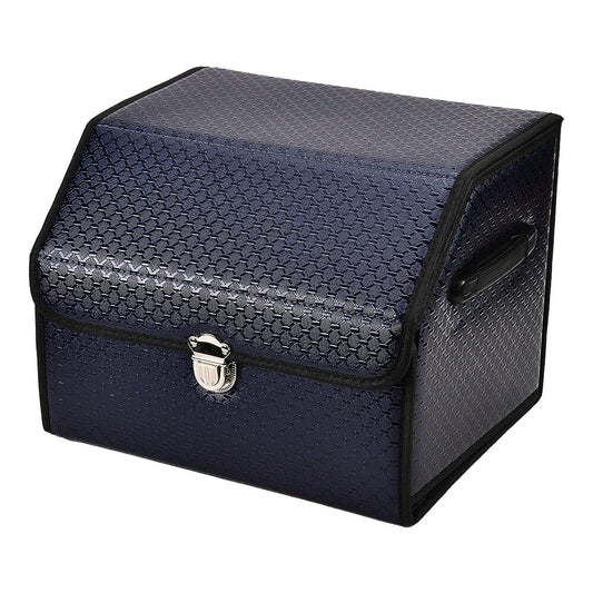 Car Trunk Organizer Luxury Foldable Car Boot Tidy Storage Box With Lid Navy