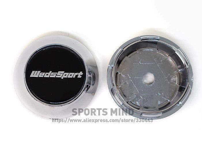 4-Piece Set of 68mm WedsSport Black Chrome Wheel Center Caps, Hub Caps, Badges, Decals, Badges