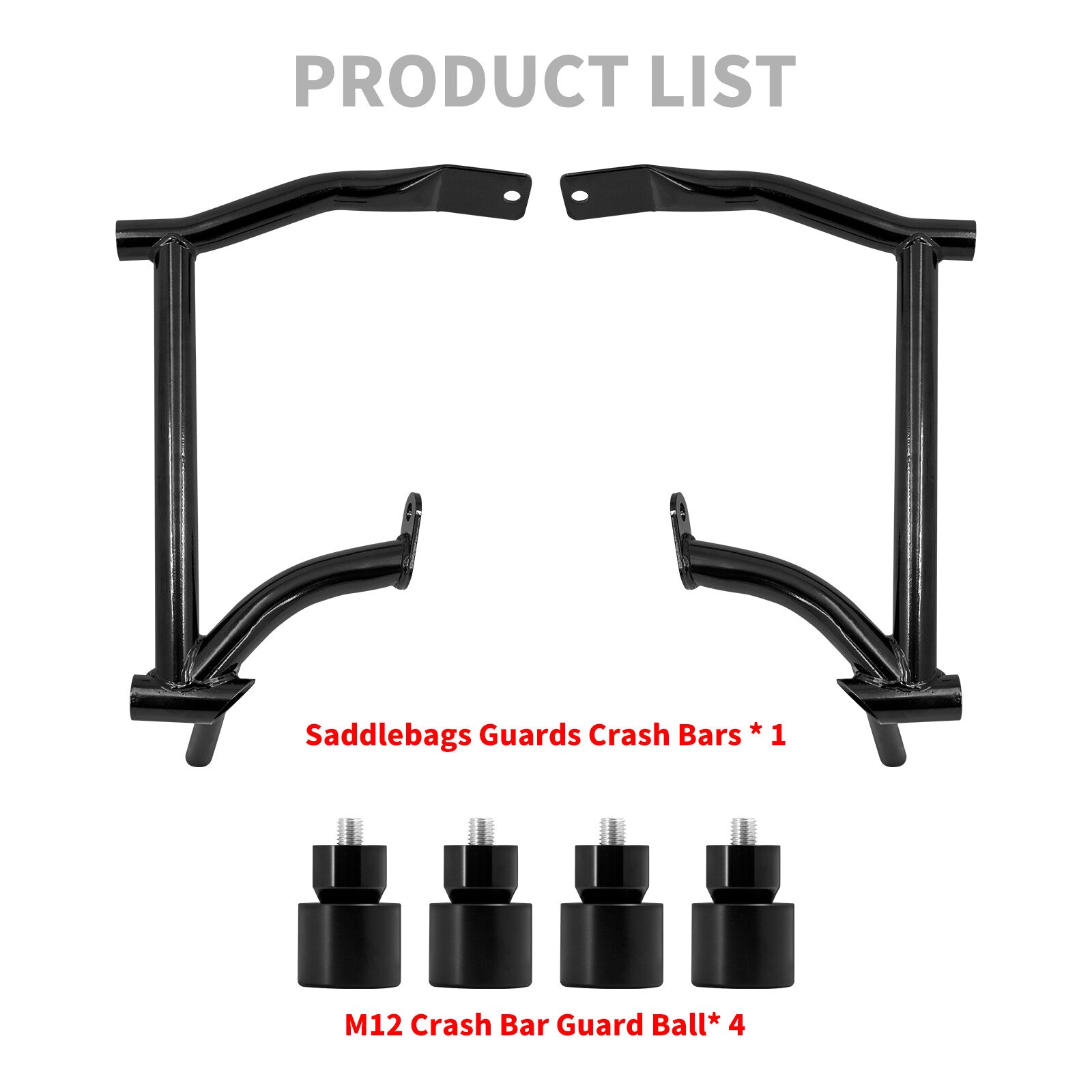 Saddlebag Guard Crash Bars w/ Black Guard Ball for Harley Road Electra Glide 09+
