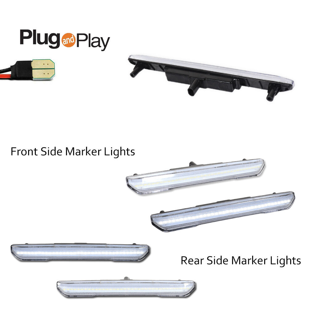 4-Pack Clear F/R White LED Side Marker Lights for 2020-2024 for GMC for Sierra 2500 3500HD