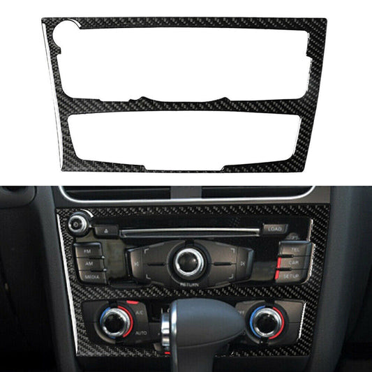 Console AC/ CD Panel Frame Cover Trim Fit for Audi A4 B8 A5 2010-2016 Carbon Fiber