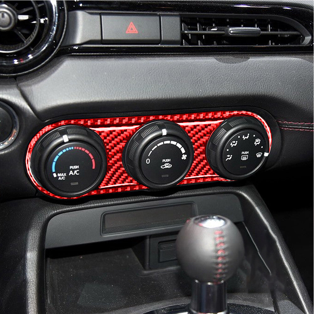 for Mazda MX-5 16-20 Carbon Fiber Interior AC Switch Button Panel Cover Trim Red