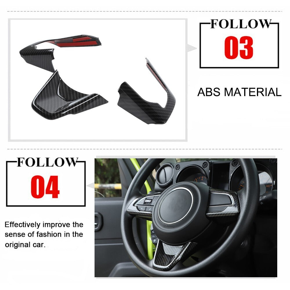 Carbon Fiber ABS Steering Wheel Decoration Cover Trim for Suzuki for Jimny 2019-2023