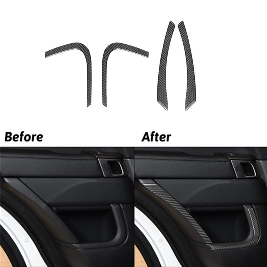 4x Carbon Fiber Rear Door Panel Cover Trim For Land for Range Rover Sport 2014-2017