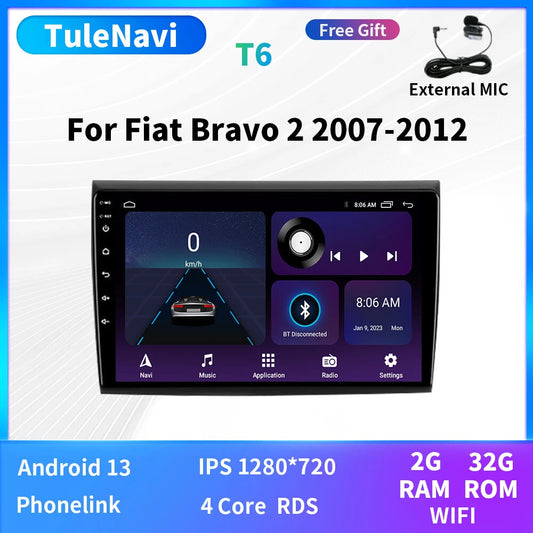 for Fiat Bravo 2 AndroidAuto Carplay System Radio Car Multimedia Player GPS Navi