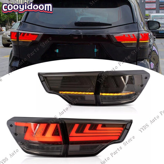 Smoked LED taillights with dynamic signal brakes for Toyota Highlander 2014-2019