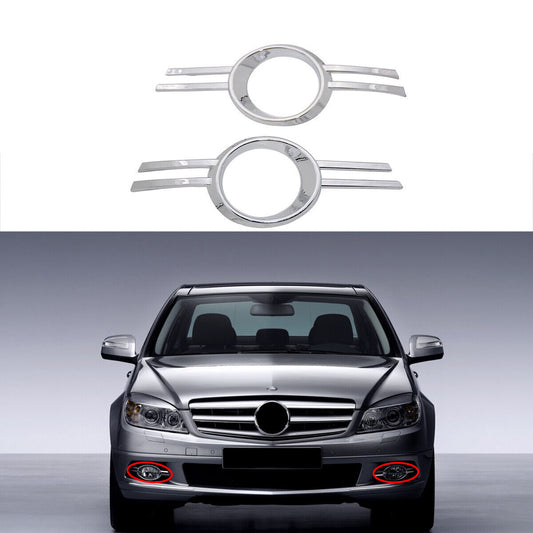 2x Fog Light Cover Chrome Molding for Mercedes Benz C-Class W204 C200 2007-2011