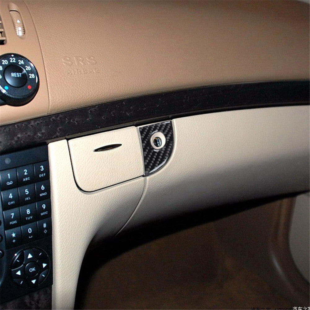 1X Carbon Fiber Glove Box Handle Cover Trim for Mercedes-Benz E-Class W211