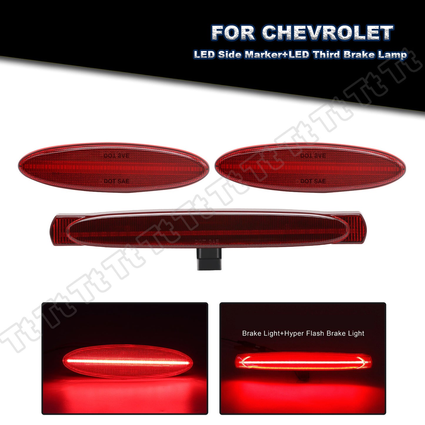 3x LED rear side marker lights, flashing lights, and third brake lights for 97-04 for Corvette C5