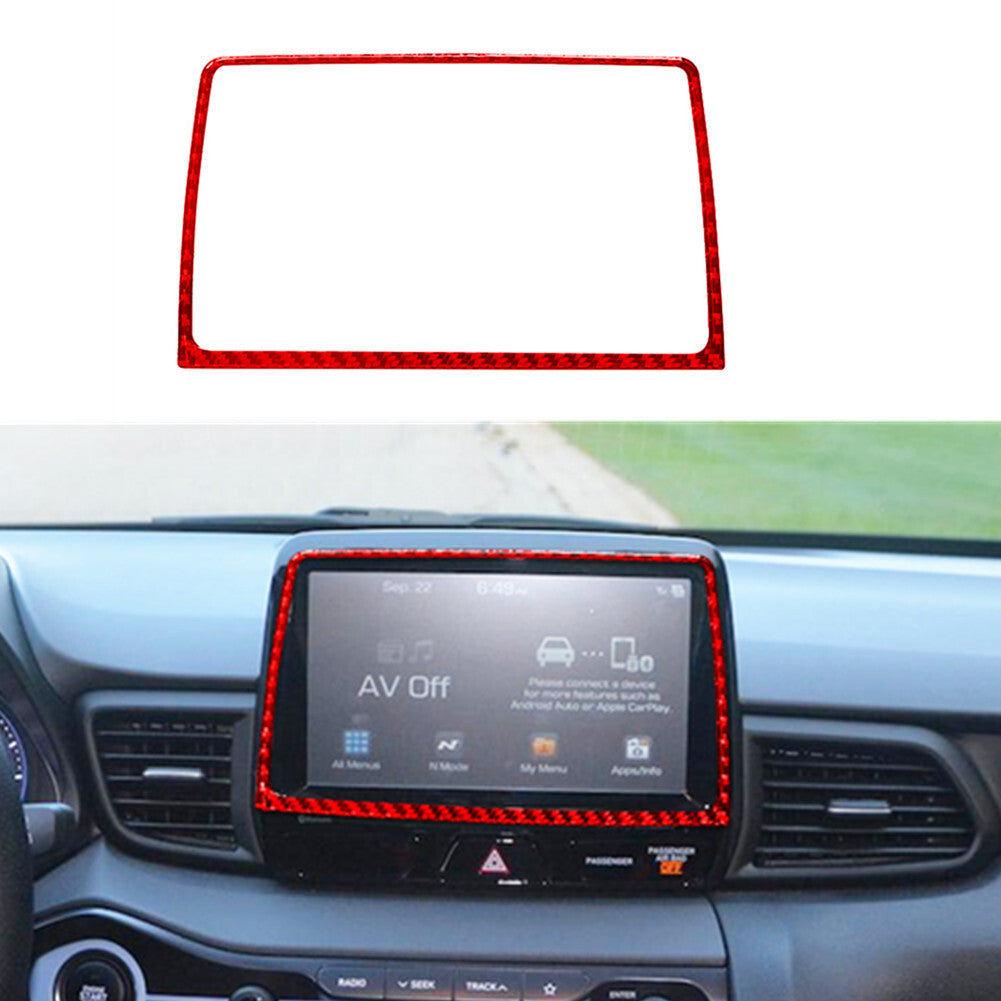 Red carbon fiber central LCD frame protective cover for the for Hyundai for Veloster JS 2019