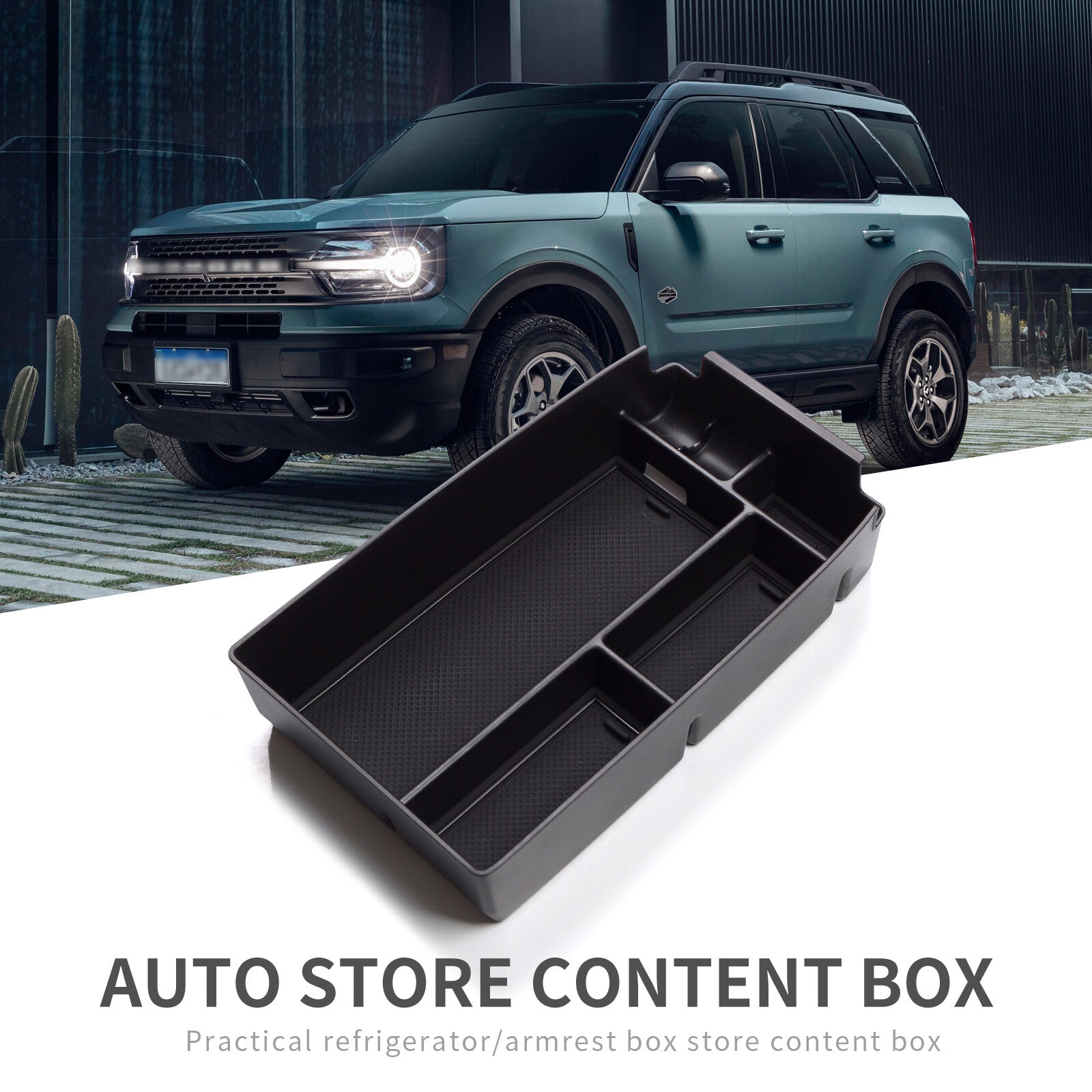 Car Armrest Storage Box for Ford Bronco Sport 2020 2021 Accessories Tidying Tray