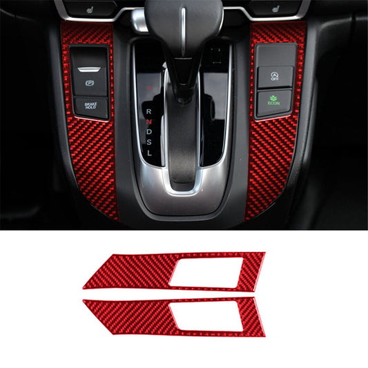 2Pcs Red Carbon Fiber Gear Shift Button Cover Trim for Honda CR-V 2017-2021
