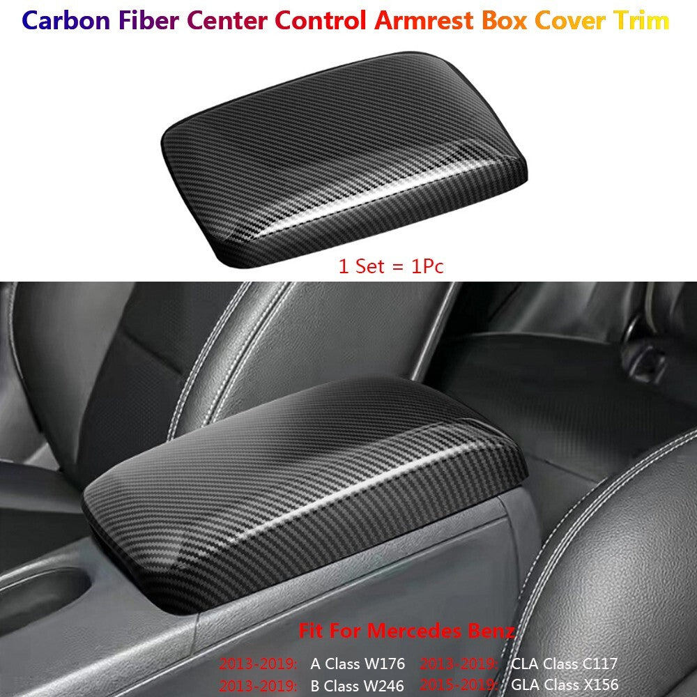 Carbon for Mercedes-Benz W176 W246 CLA C117 GLA X156 Car Armrest Box Panel Cover