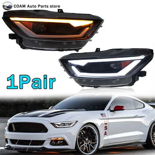 LED headlight assembly retrofit with water-cooled turn signals suitable for 15-17 for Ford for Mustang