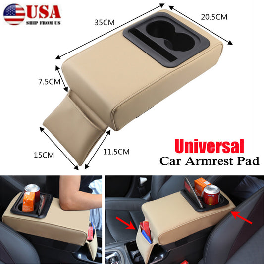 Double cup holder automatic armrest mat center console storage box backrest cushion