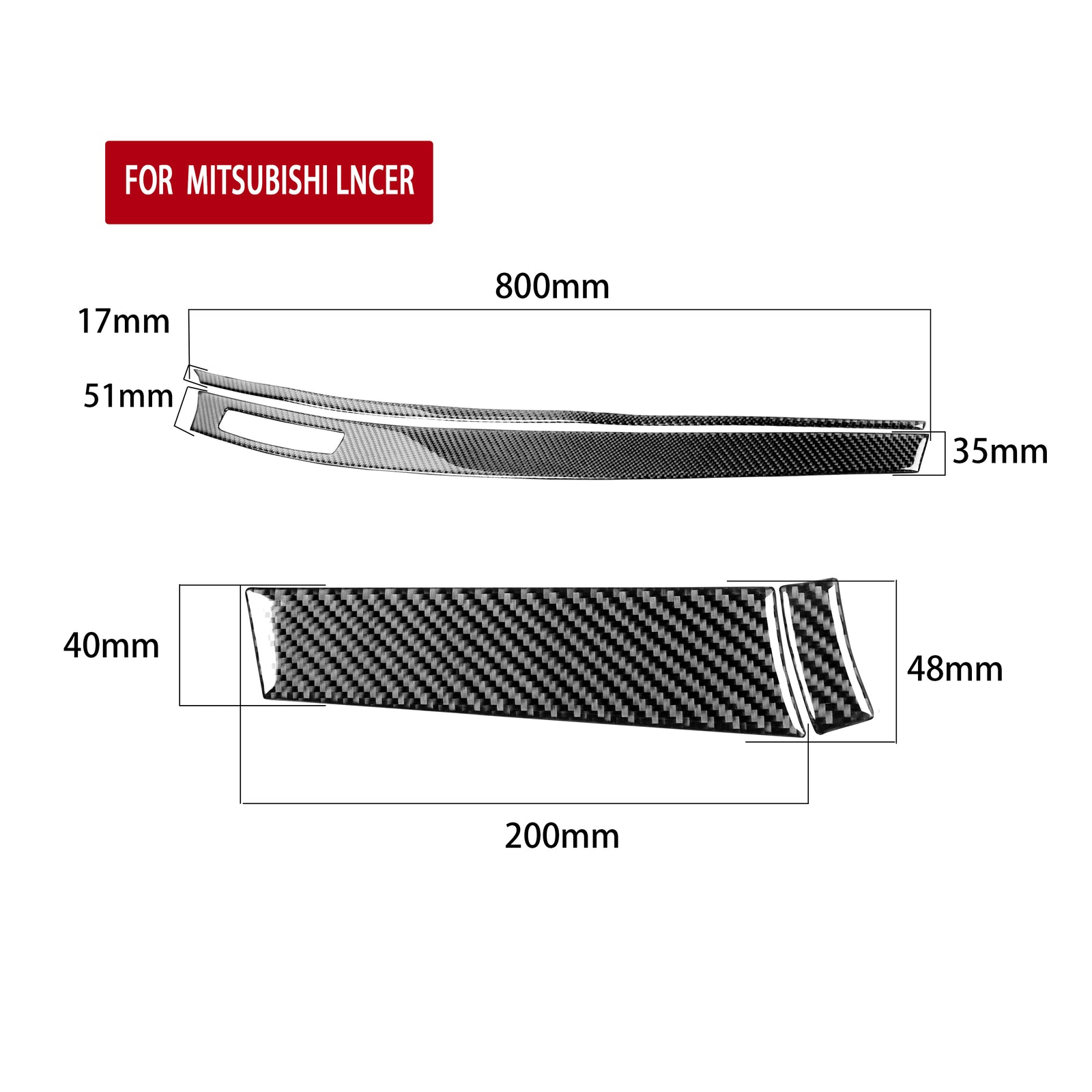 4x Carbon Fiber Inner Dashboard Panel Cover Trim for Mitsubishi Lancer 2008-2015