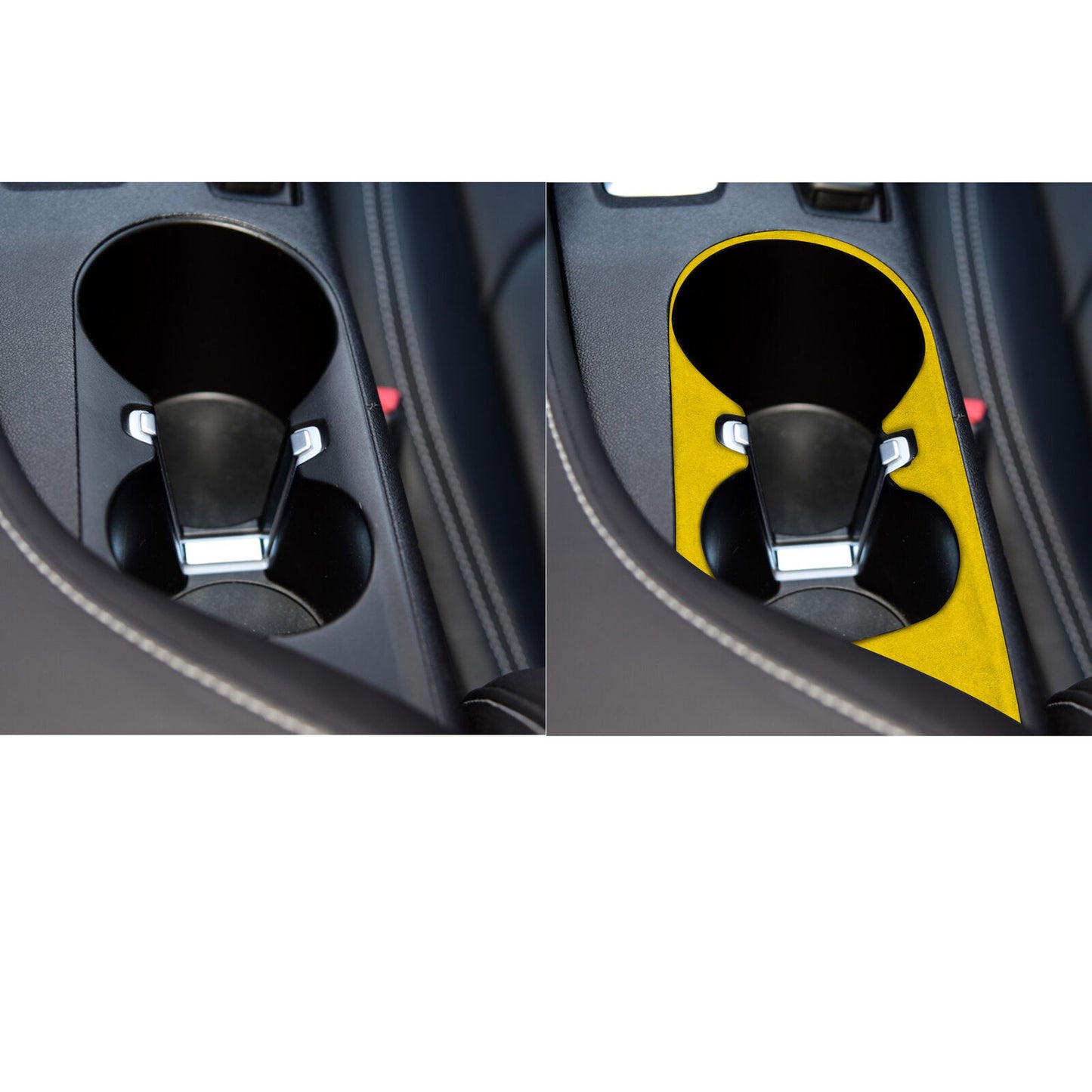 Middle Console Drinking Glass Trim Fit for Chevrolet Camaro 2016-20 Yellow Suede