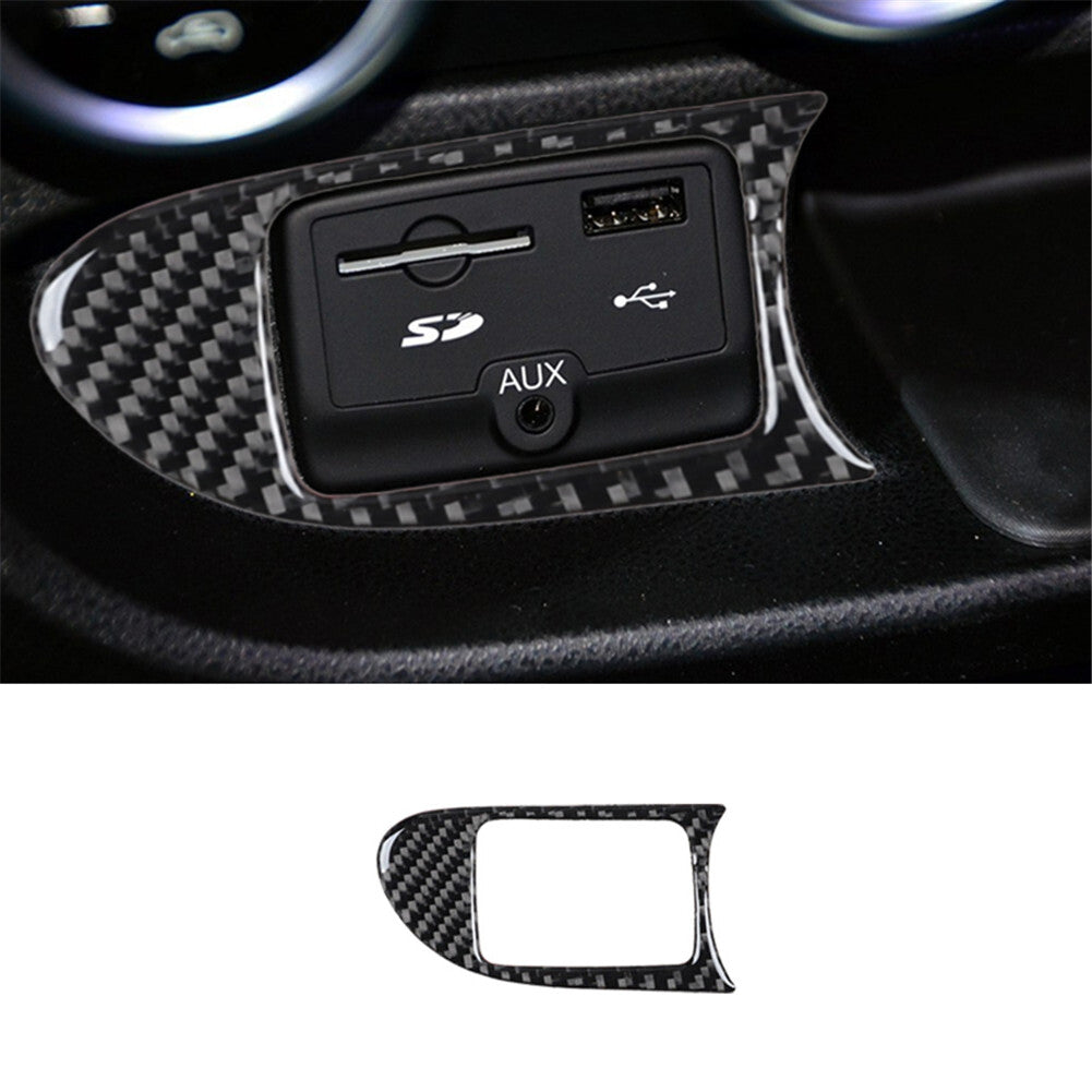 Carbon Fiber Interior USB/AUX Input Panel Cover Trim for Fiat 500L 2014-2017