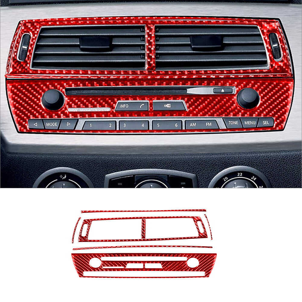 Red carbon fiber radio console with Navigaiton protective cover trim for BMW Z4 E85 2003-08
