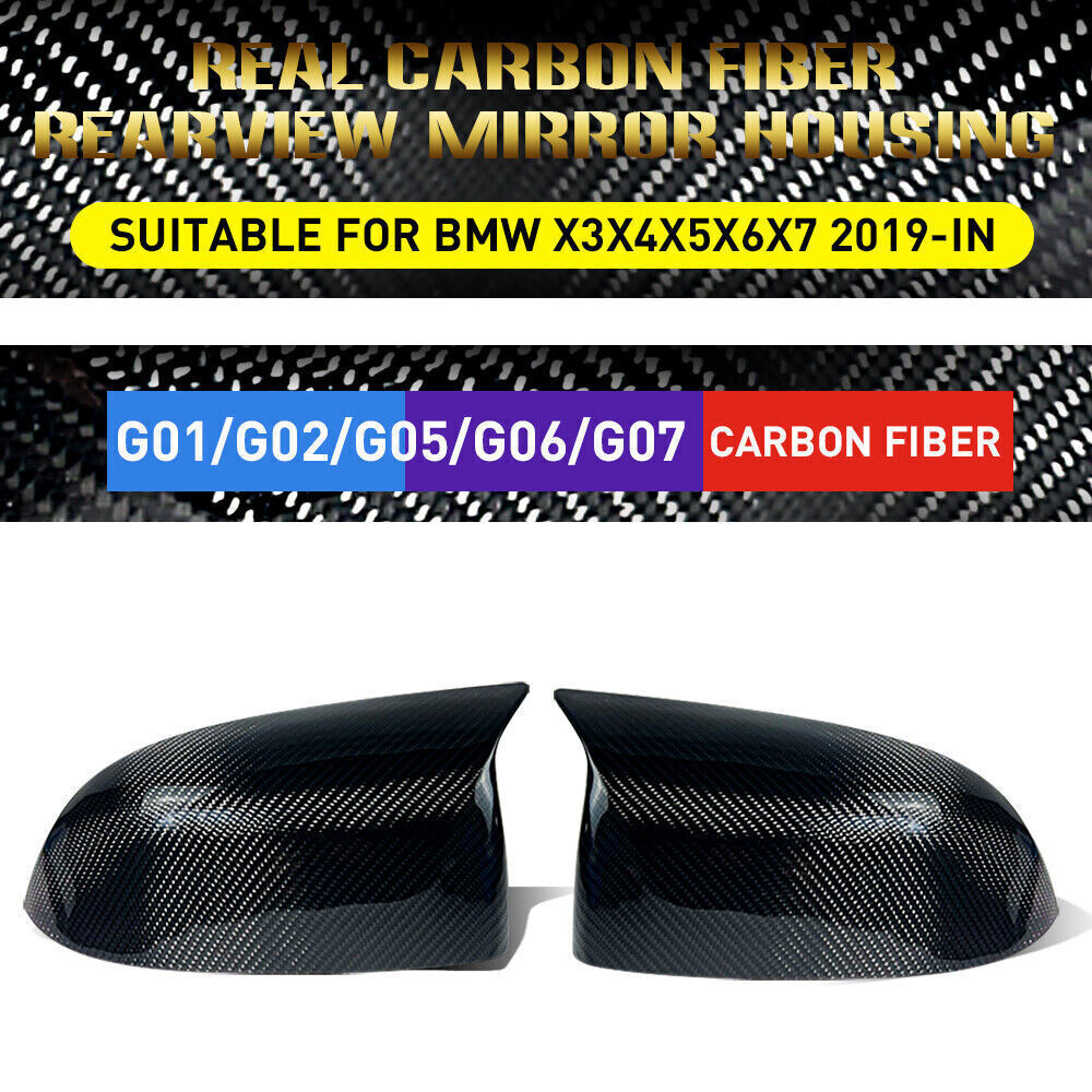 for BMW X5 G05 2019-2023 Carbon Fiber ABS OX-Horn Rearview Mirror Cover Trim 2x