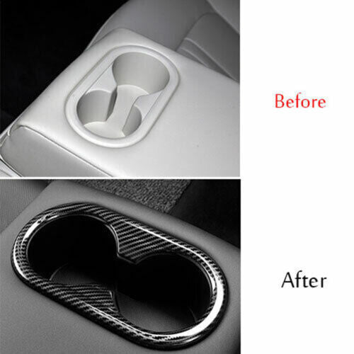 for Hyundai Sonata 2020-2023 Carbon ABS Rear Water Cup Holder Frame Cover Trim