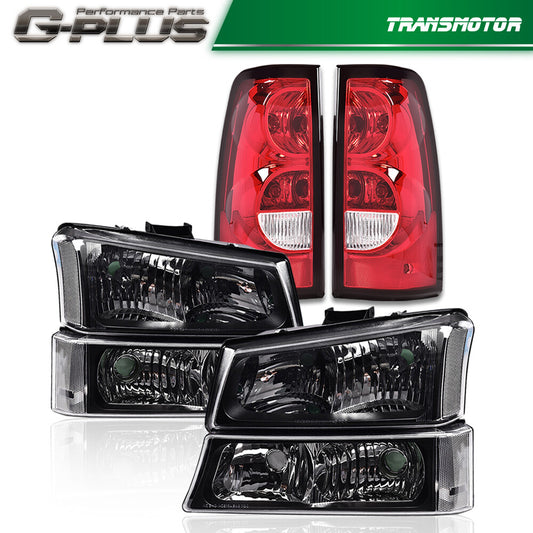 Suitable for 2003-2006 for Chevrolet Silverado with transparent black corner headlights and taillights.