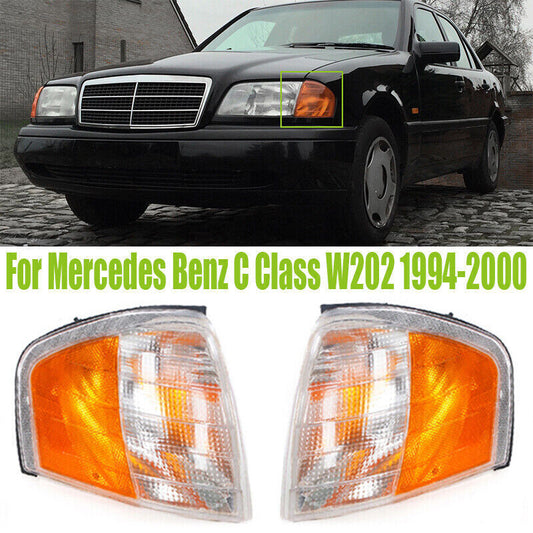 Pair Turn Signal Corner Light Headlight for Mercedes Benz C Class W202 1994-00