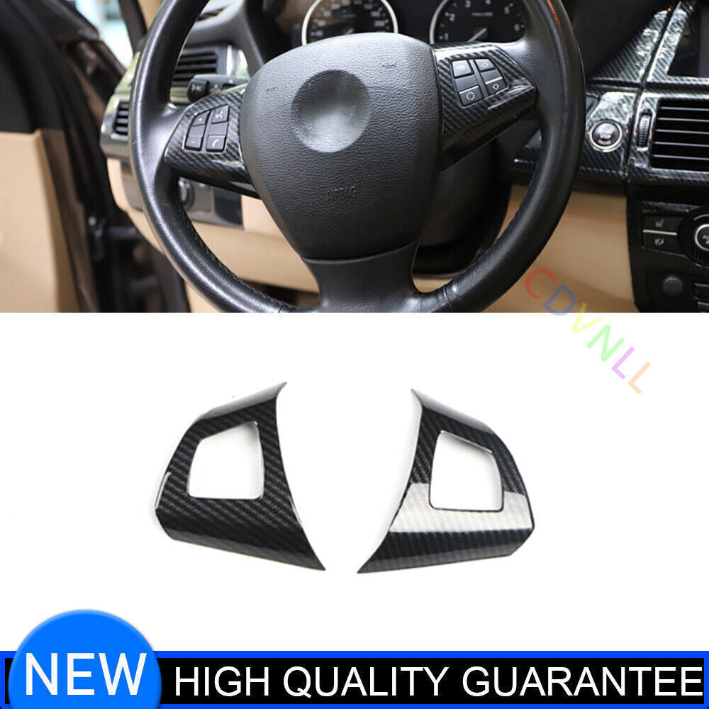 for BMW X5 2008-13 Carbon Fiber Interior Steering Wheel Button Frame Cover Trim