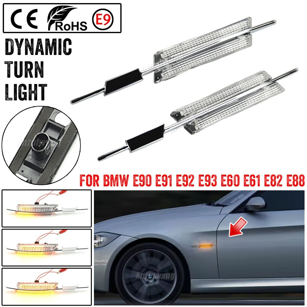 2pcs LED Dynamic Side Marker Light Turn Signal Lamp for BMW E60 E90 E61 E93 E92