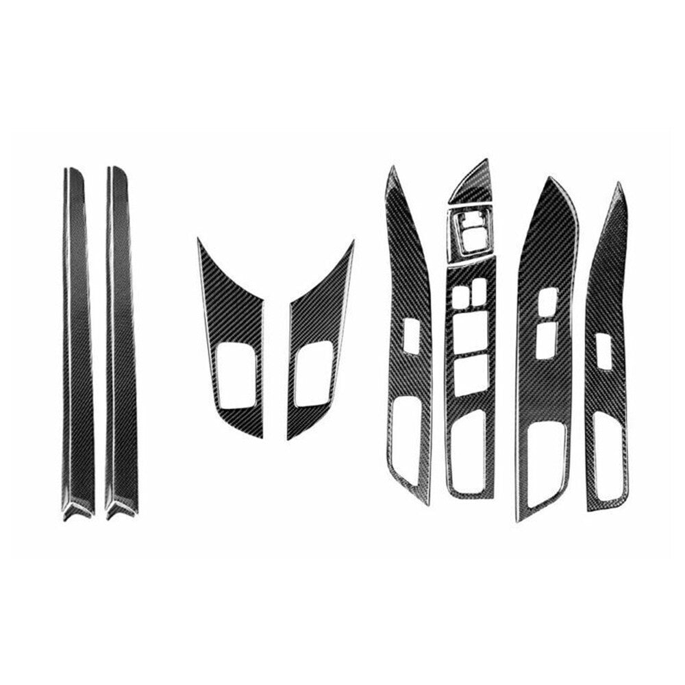 15Pcs Carbon Fiber Interior Door Panel Decor Cover for Mitsubishi Lancer 2008-15