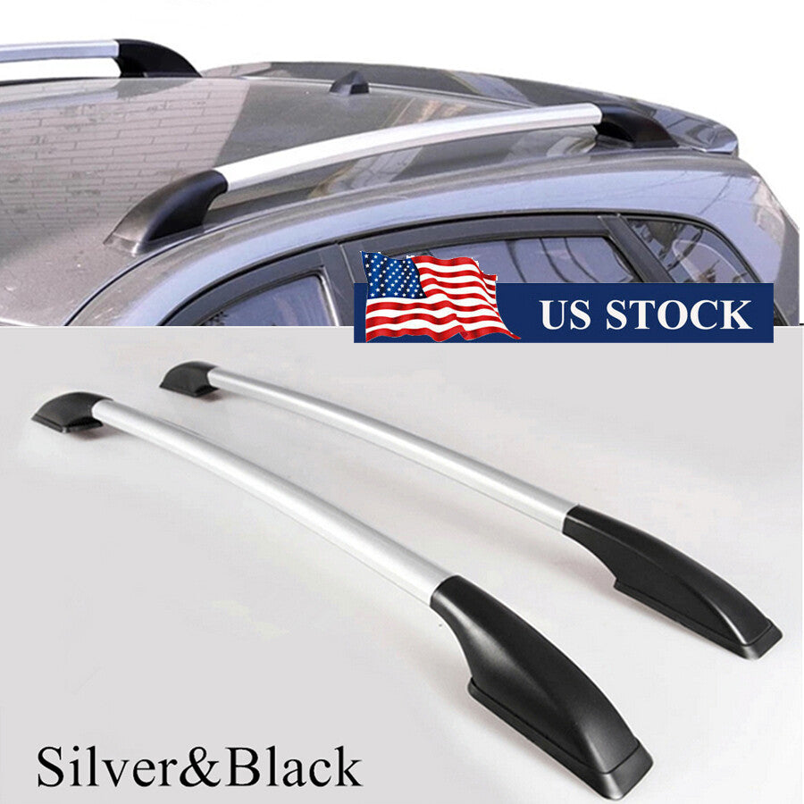 1.3M Car Top Roof Luggage Rack Side Bars Rails Frame Aluminum Black+Silver