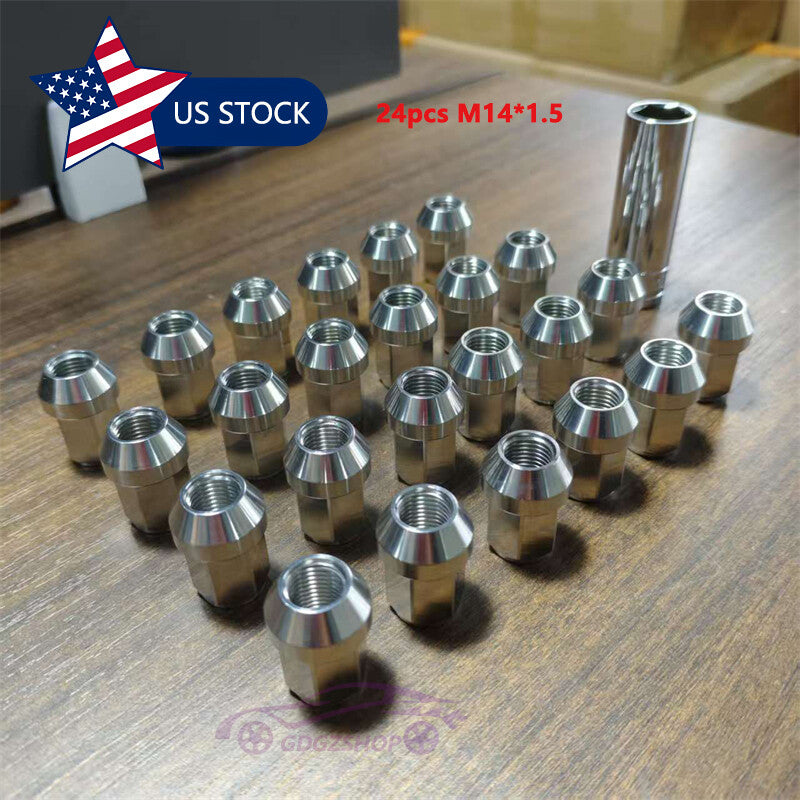 24pcs M141.5 Stainless Steel Wheel Nuts Lug Nuts Universal Hex 19mm Length 35mm