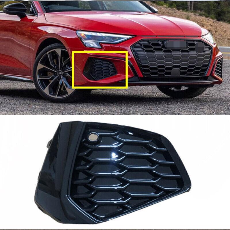 Black honeycomb front bumper fog light grille cover for Audi A3 S series 2021-2022