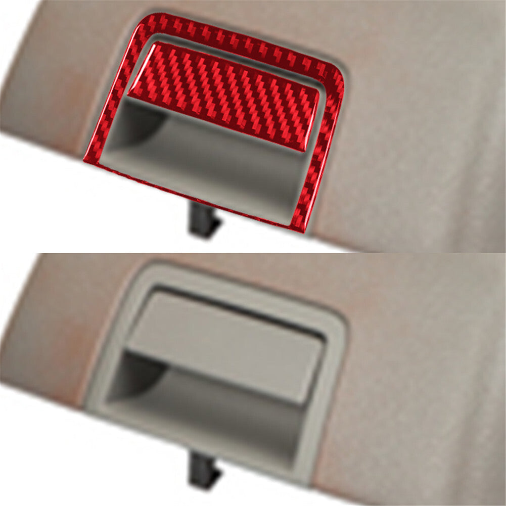 Carbon Fiber Interior Center Console Handle Cover Trim for Ford F150 FX4 Red
