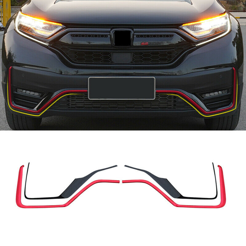 Black+Red Front Bumper Grille Lower Moulding Trim Strip for Honda CR-V 2020-2022
