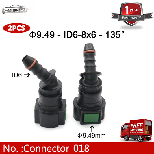 2-pack of new fuel line hose quick-release female connectors 9.49mm ID6 8x6 135¡ã