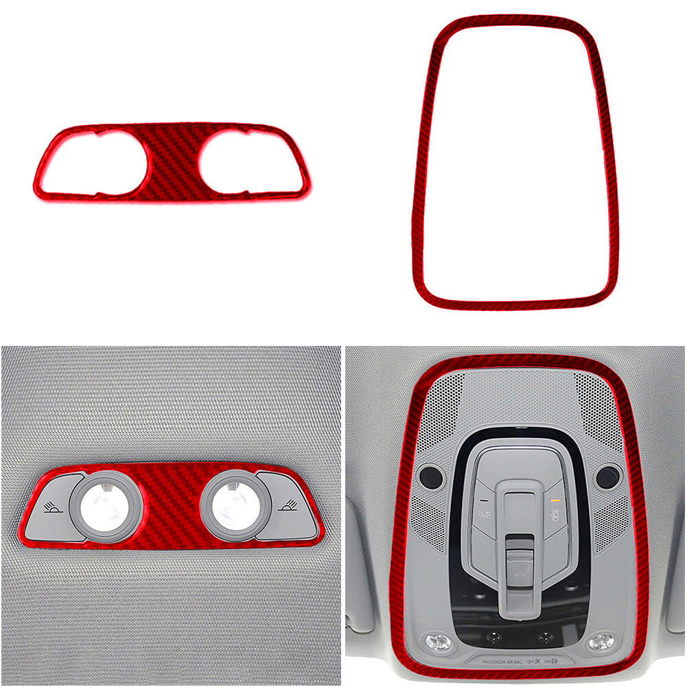 for Audi for A4 2017-2018 Red Carbon Fiber Reading Light Frame Decorative Cover Trim